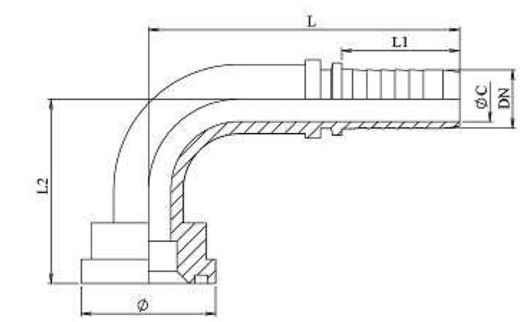 FLANGIA 90° SAE 6000