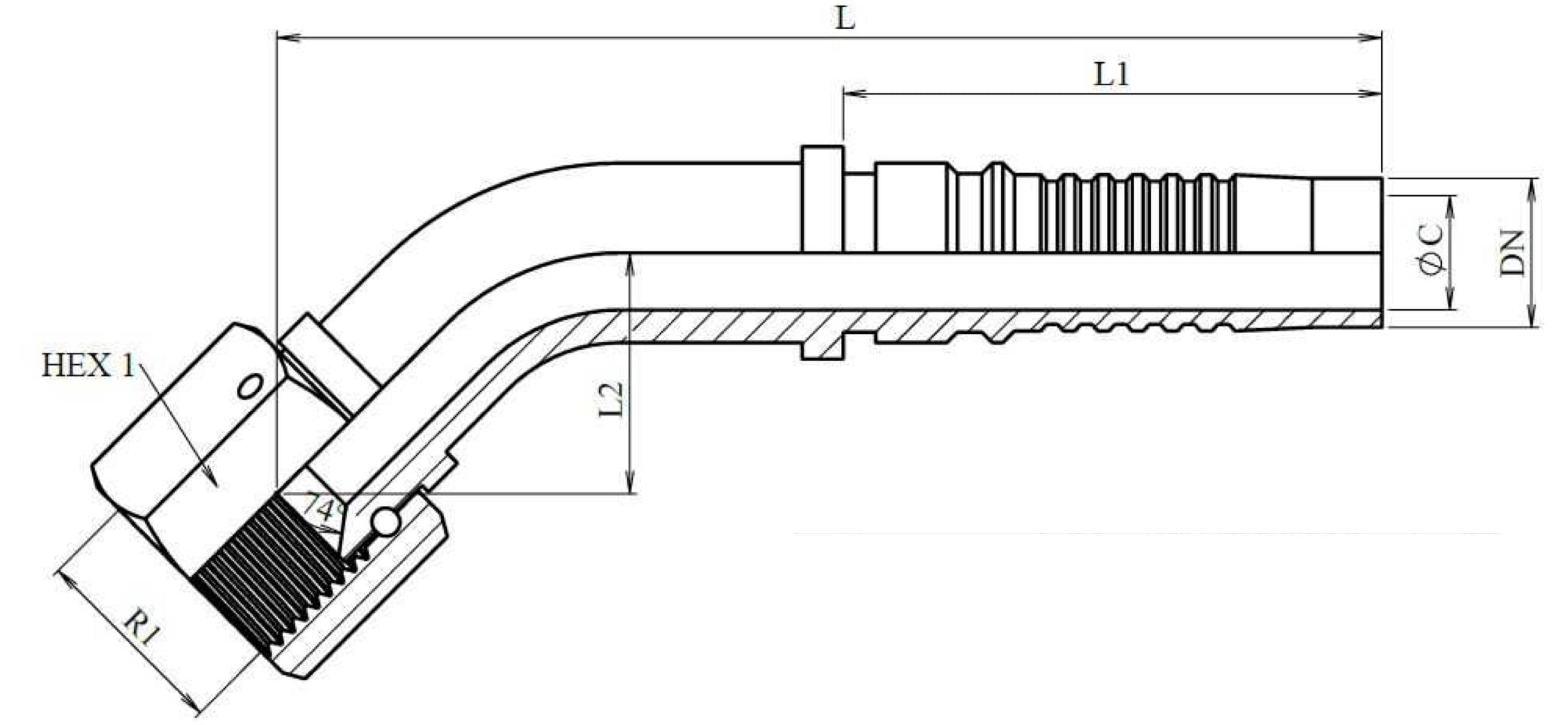 FEMMINA JIC 45° INTERLOCK