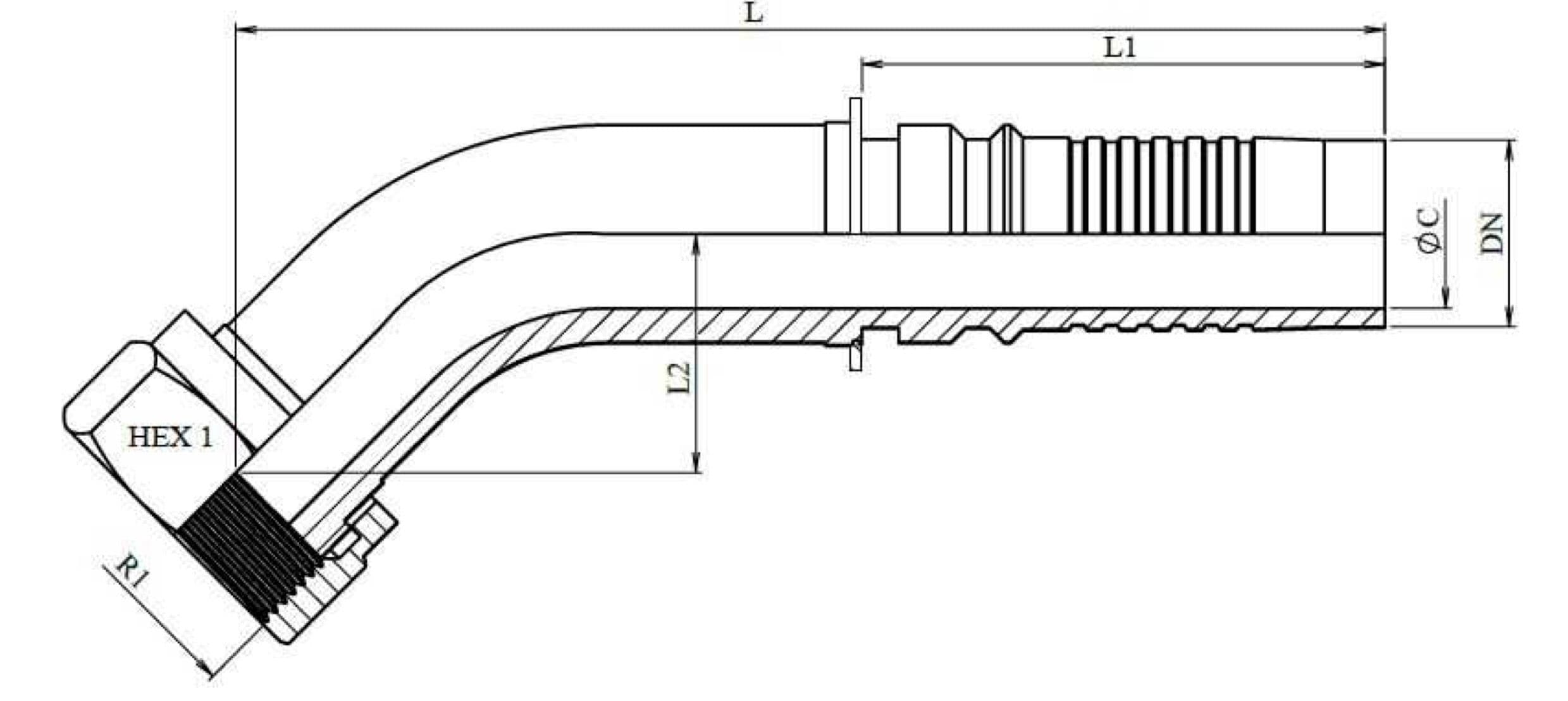 FEMMINA ORFS 45° INTERLOCK
