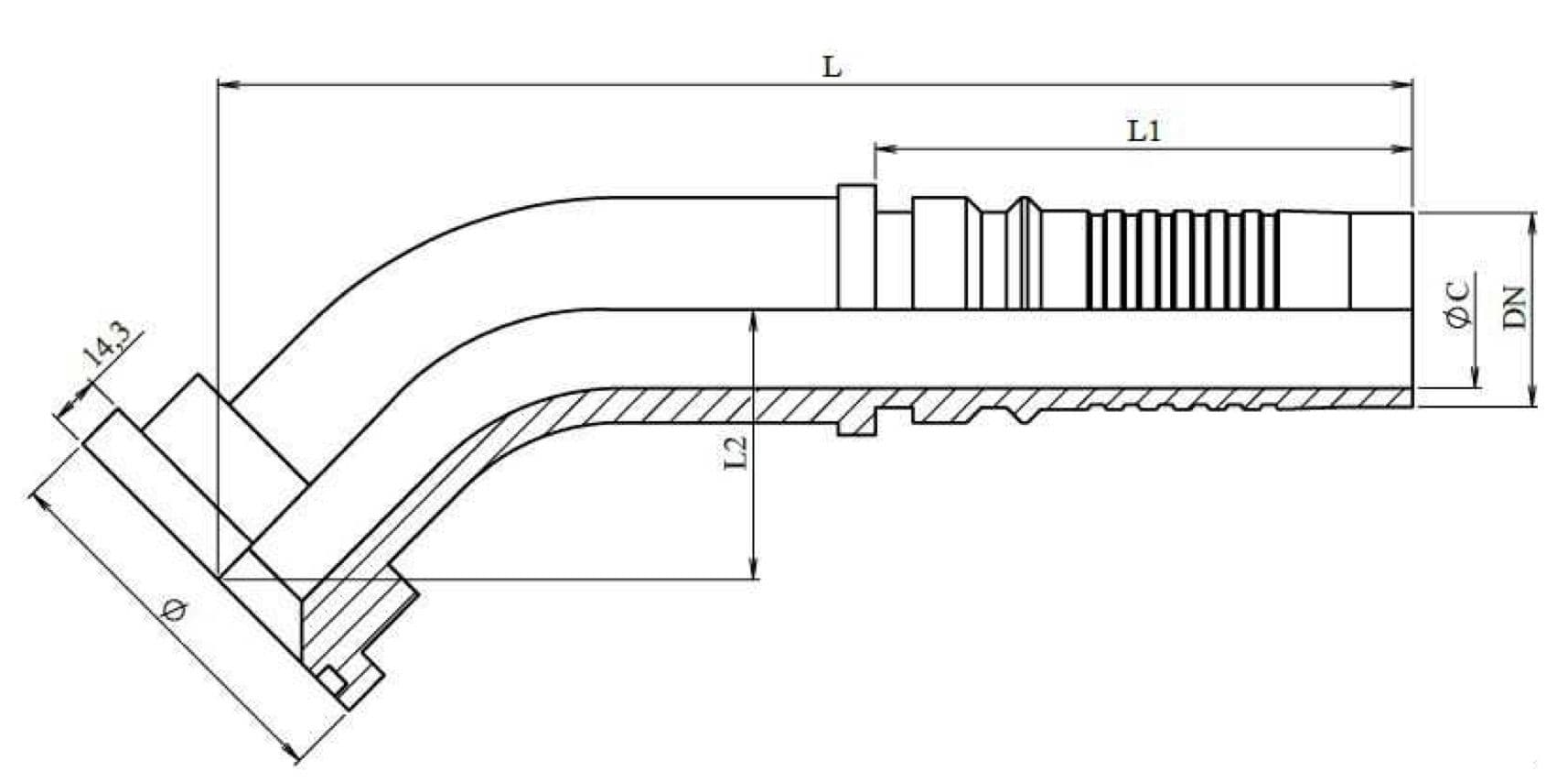 FLANGIA 45° SUPERCAT INTERLOCK