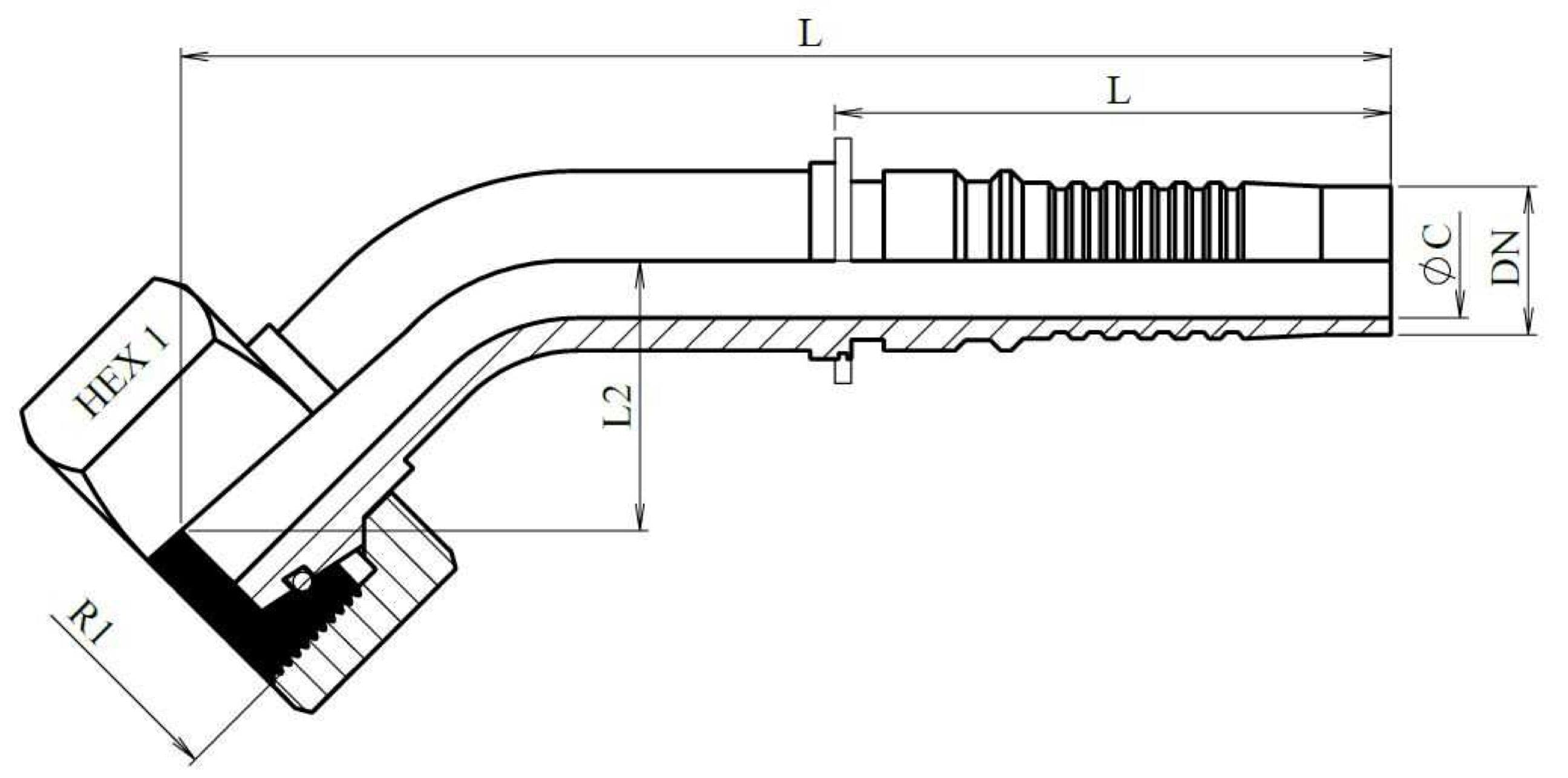 FEMMINA DKOS 45° INOTERLOCK