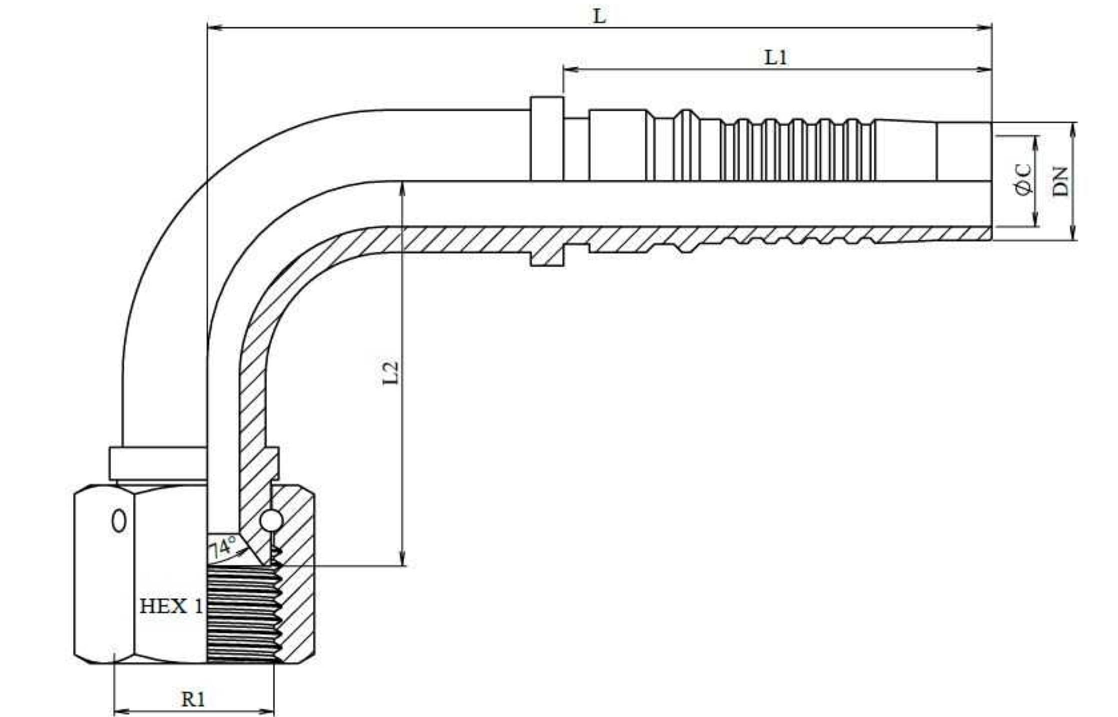 FEMMINA JIC 90° INTERLOCK