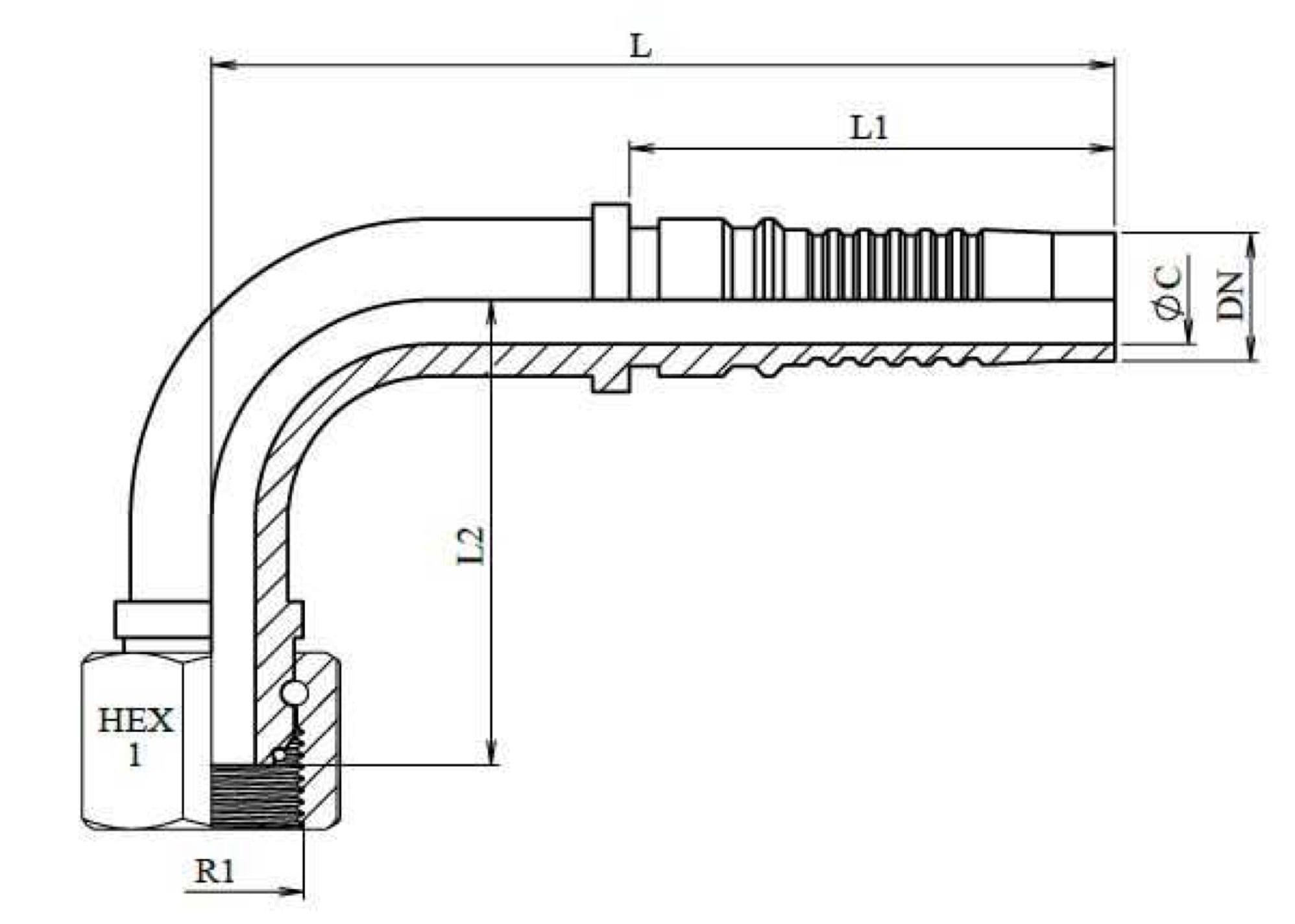 FEMMINA GAS 90° INTERLOCK
