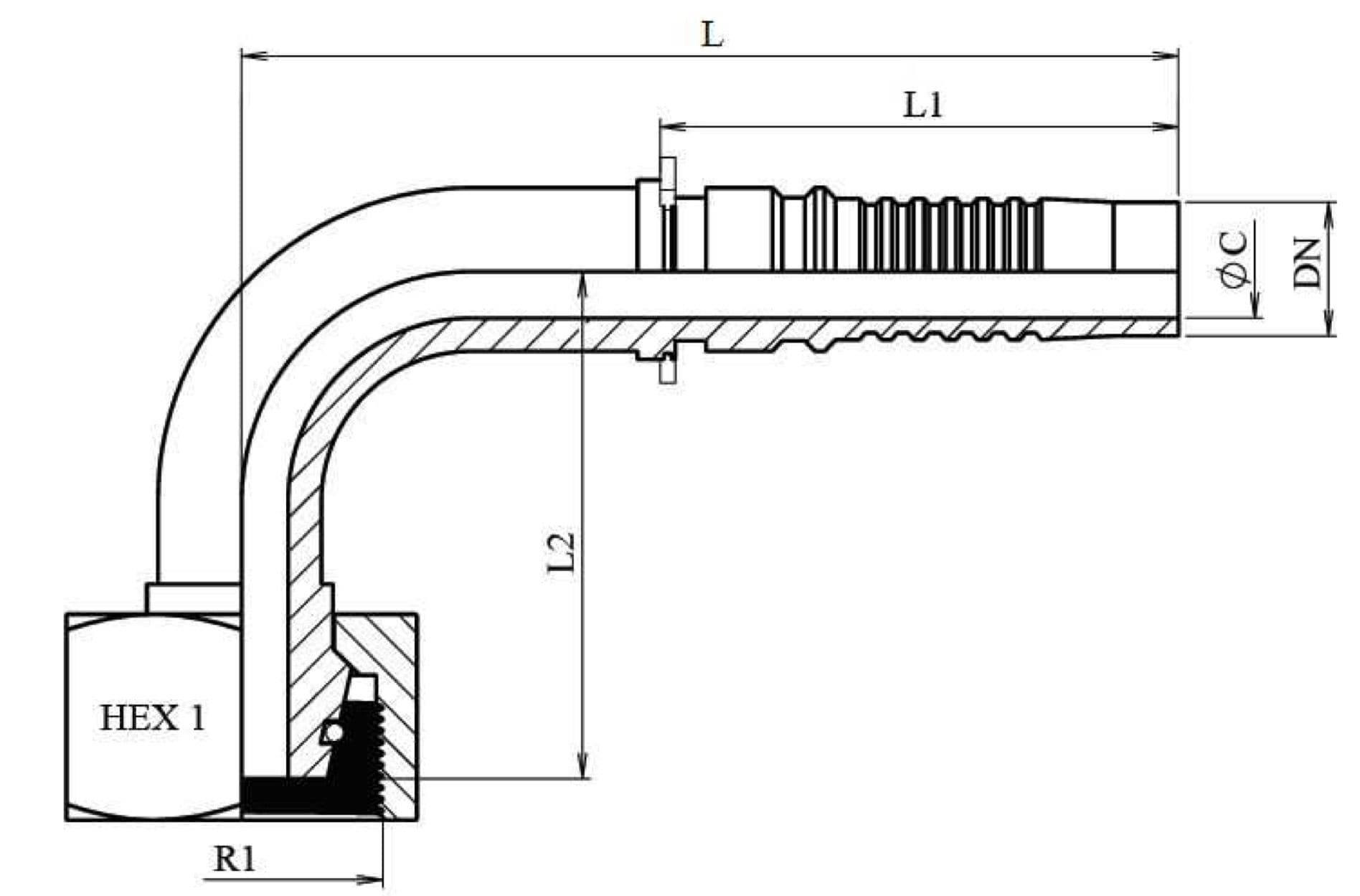 FEMMINA DKOS 90° INTERLOCK