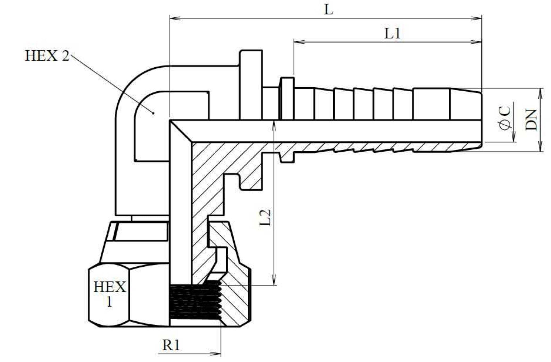 FEMMINA GAS GIREVOLE 90° COMPATTA