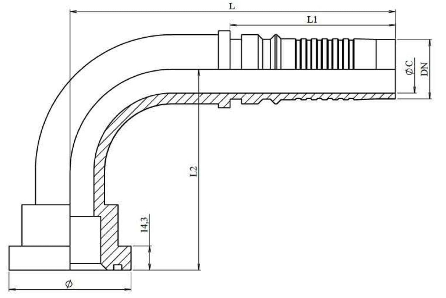 FLANGIA 90° SUPERCAT INTERLOCK