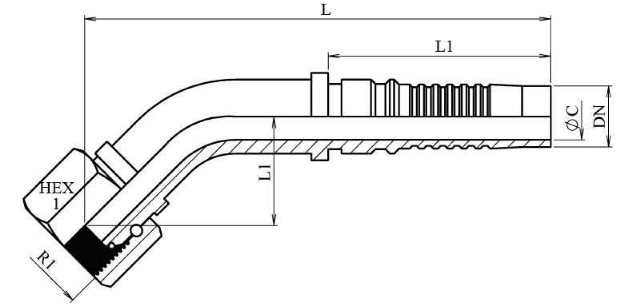 FEMMINA GAS 45° INTERLOCK